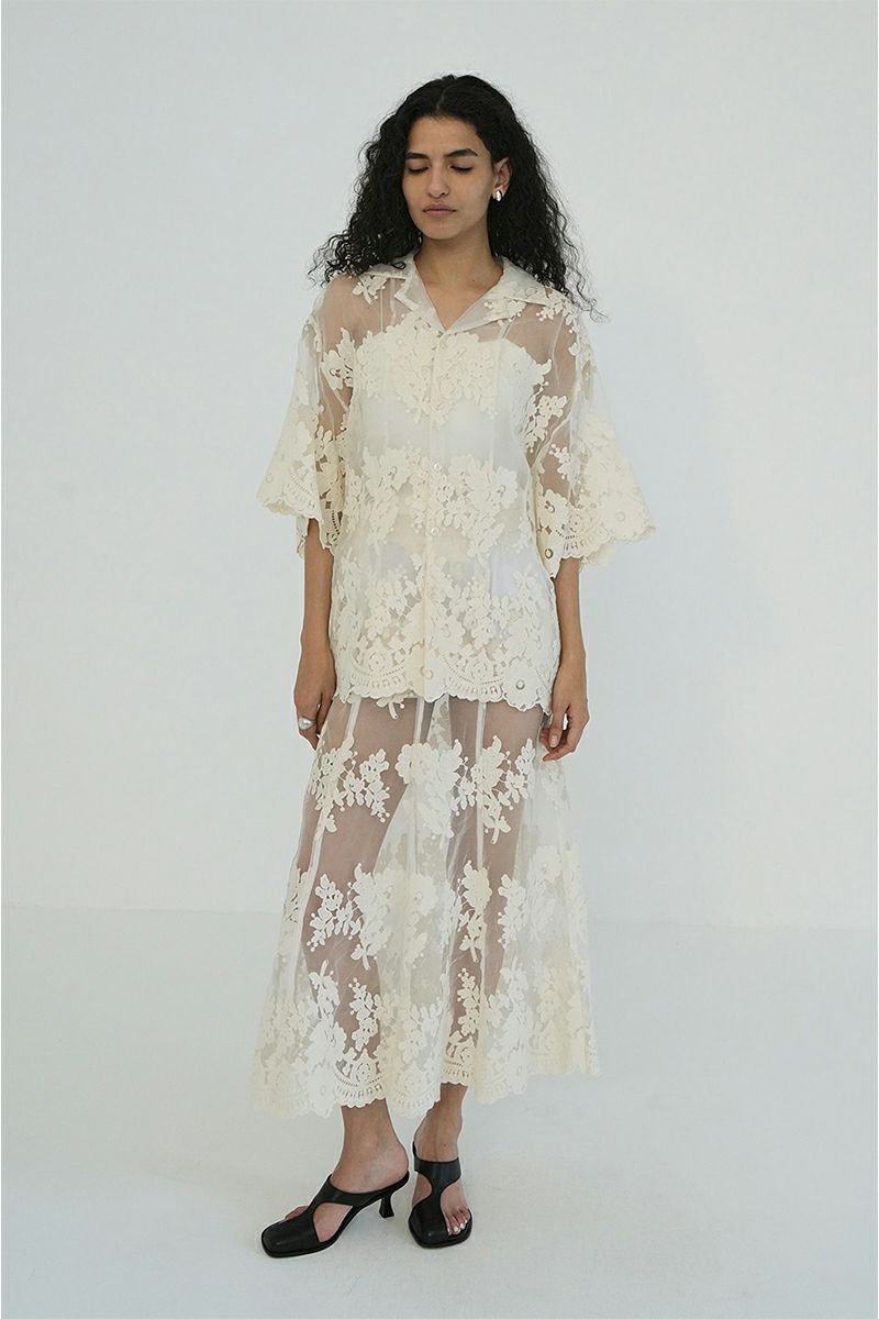 CLANE(クラネ) SHEER FROWER LACE SHIRTS シアーフラワーレースシャツ 18122-4162