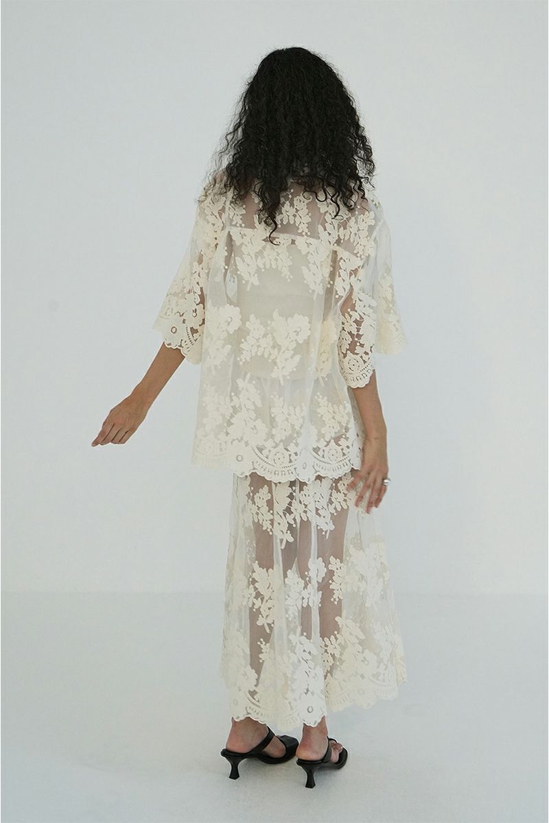 CLANE(クラネ) SHEER FROWER LACE SHIRTS シアーフラワーレースシャツ 18122-4162