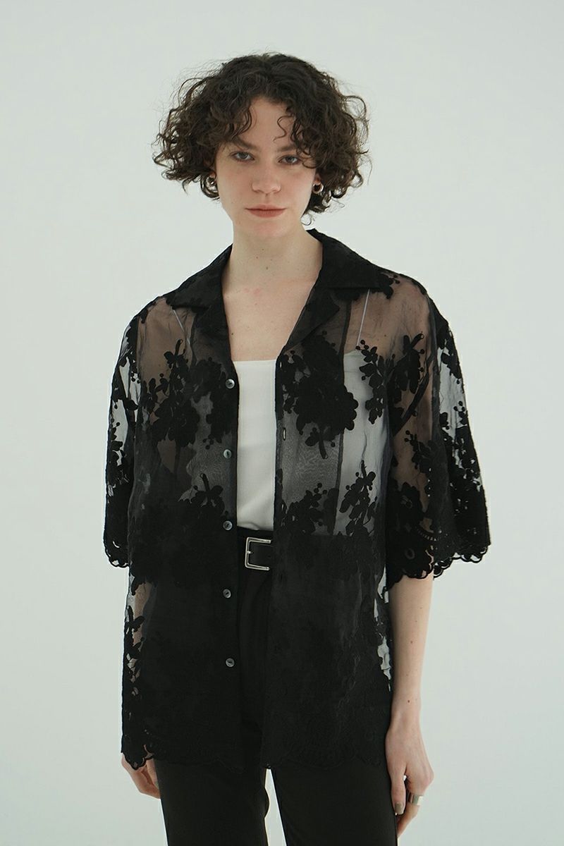 CLANE(クラネ) SHEER FROWER LACE SHIRTS シアーフラワーレースシャツ 18122-4162