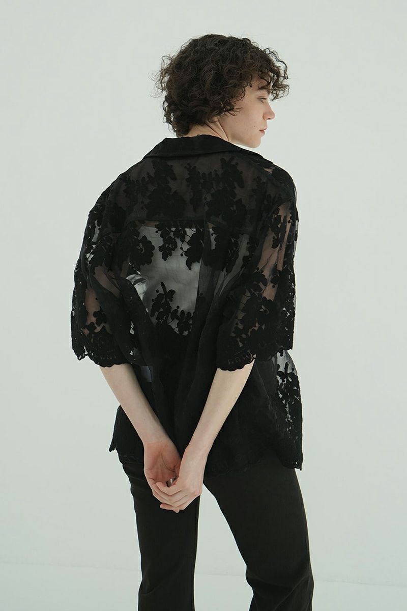 CLANE(クラネ) SHEER FROWER LACE SHIRTS シアーフラワーレースシャツ 18122-4162