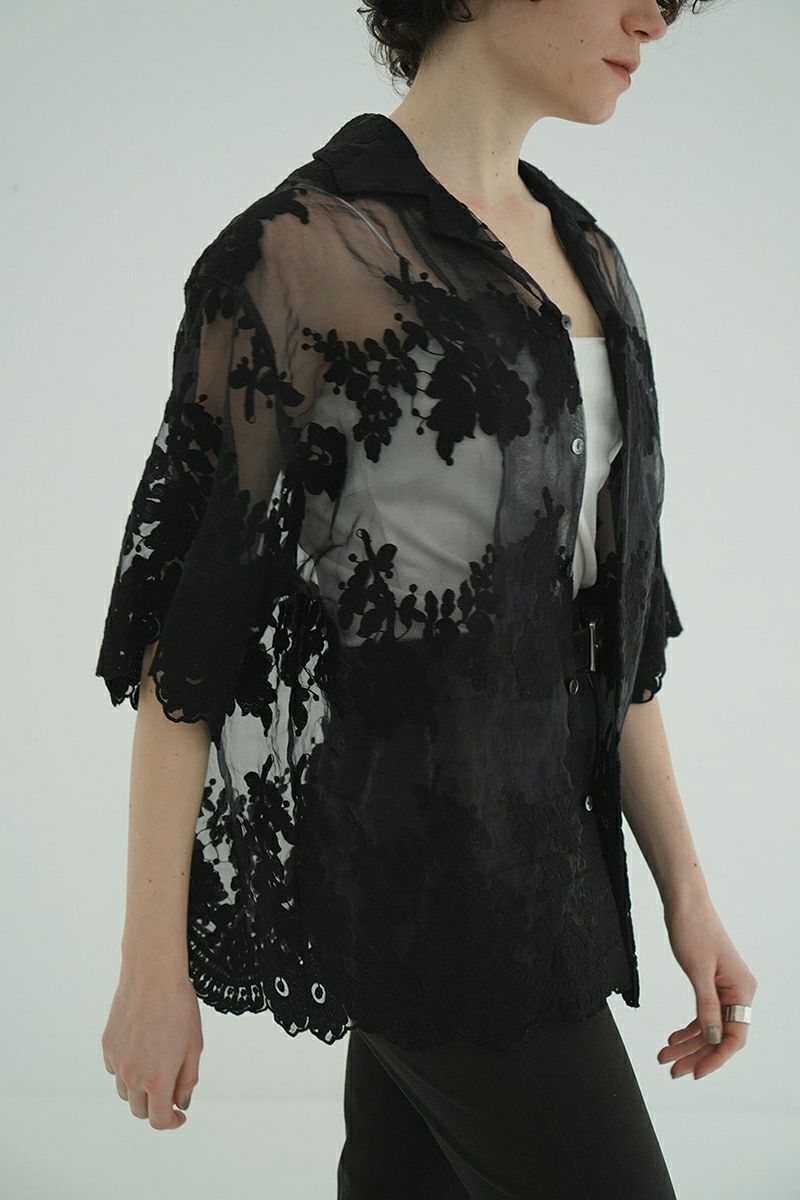 CLANE(クラネ) SHEER FROWER LACE SHIRTS シアーフラワーレースシャツ 18122-4162
