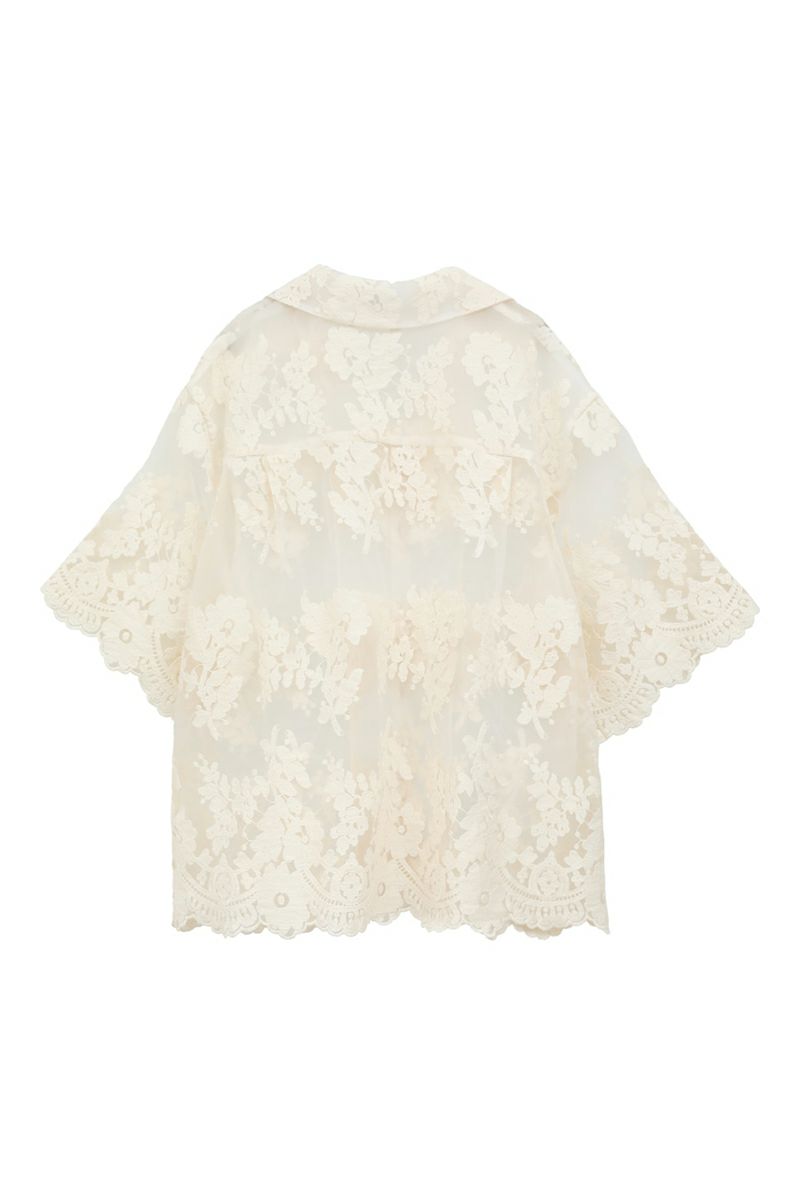 CLANE(クラネ) SHEER FROWER LACE SHIRTS シアーフラワーレースシャツ 18122-4162