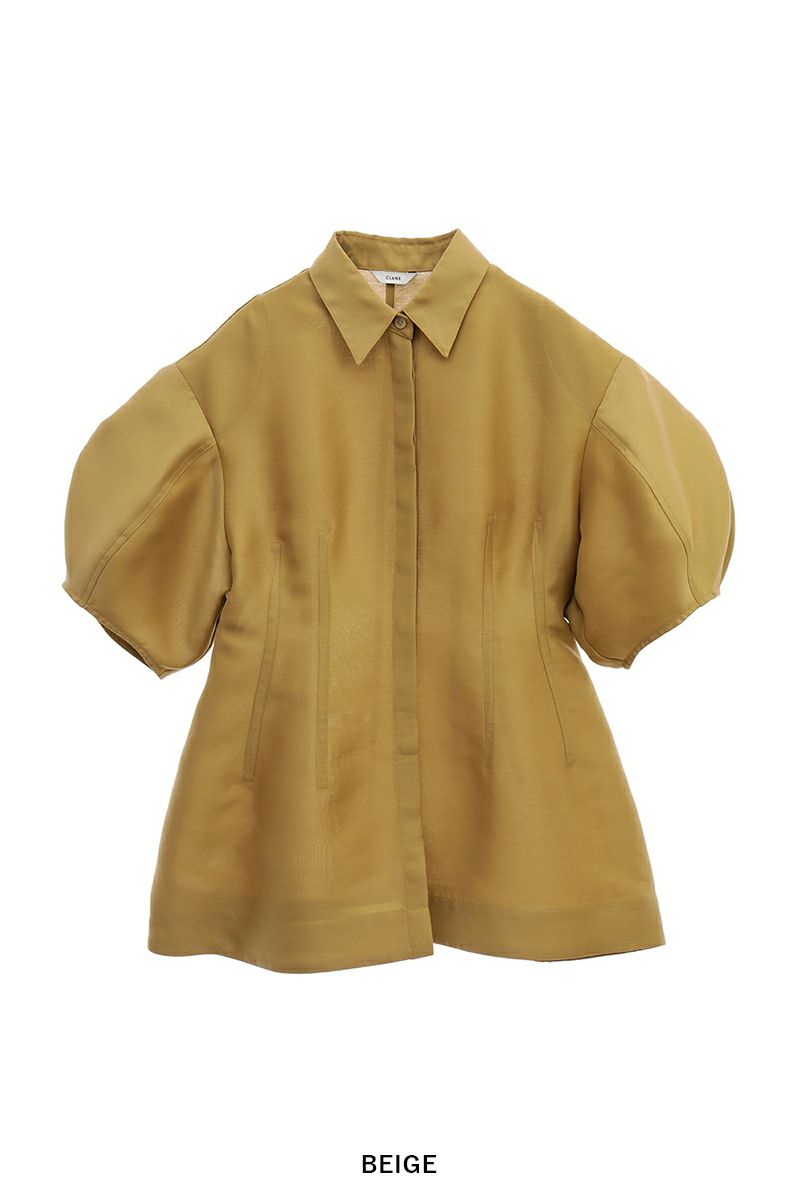 CLANE◆WAIST SHAPE PAFF SLEEVE TOP/半袖ブラウス/1/ポリエステル/BLK/18122-42// CLANE(クラネ)のWAIST SHAPE PAFF SLEEVE TOPS通販 | mirabella