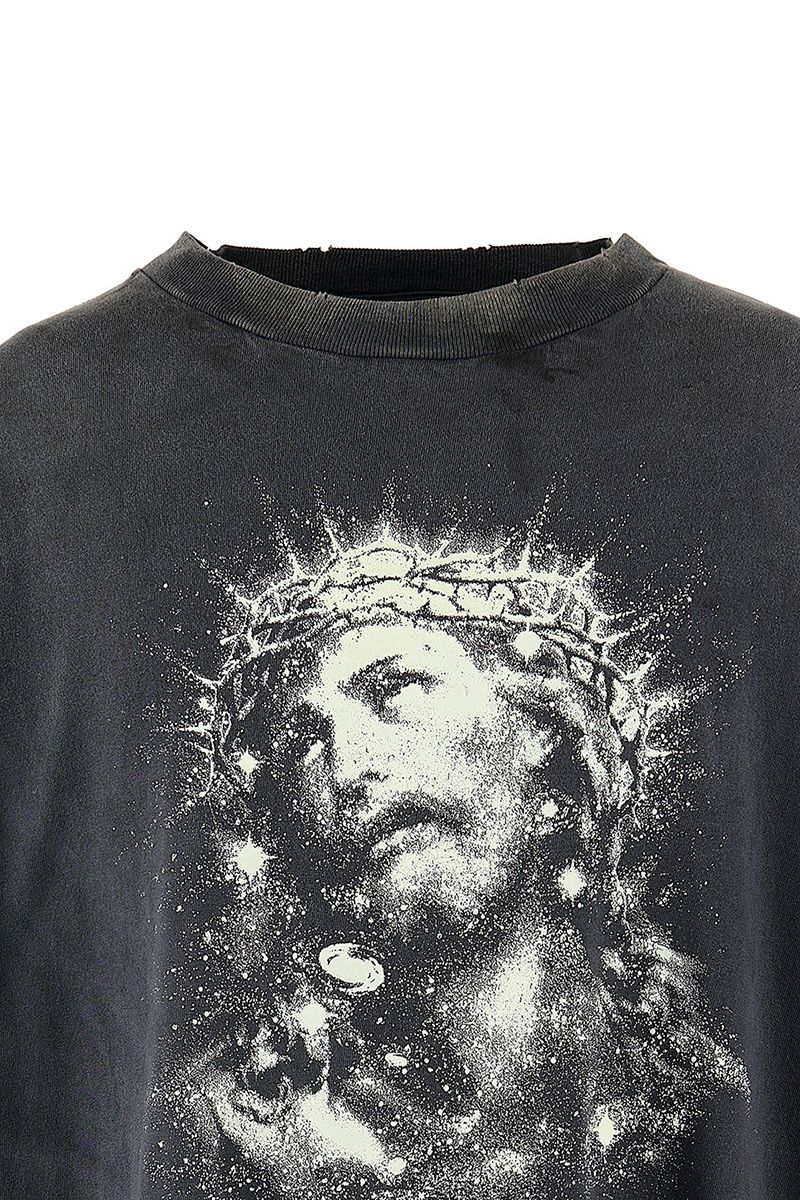SAINT Mxxxxxx(セントマイケル)；SM-HR8-0000-016 / SS TEE / JESUS / BLACK ジーザス半袖Tシャツ；01