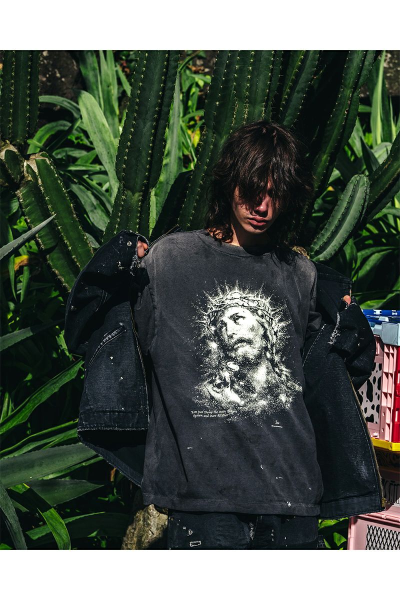 SAINT Mxxxxxx(セントマイケル) SM-HR8-0000-016 / SS TEE / JESUS / BLACK ジーザス半袖Tシャツ