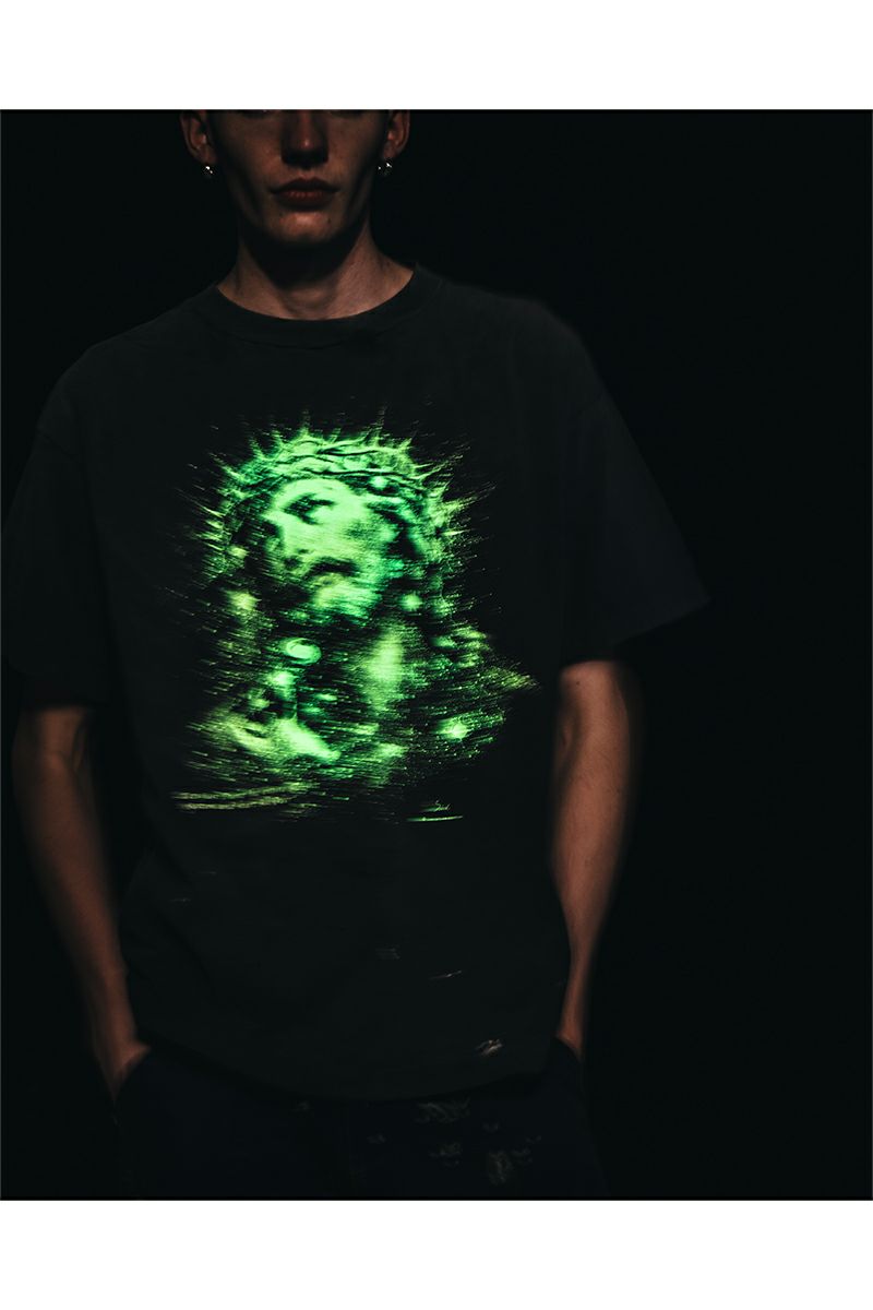 SAINT Mxxxxxx(セントマイケル)；SM-HR8-0000-016 / SS TEE / JESUS / BLACK ジーザス半袖Tシャツ；07