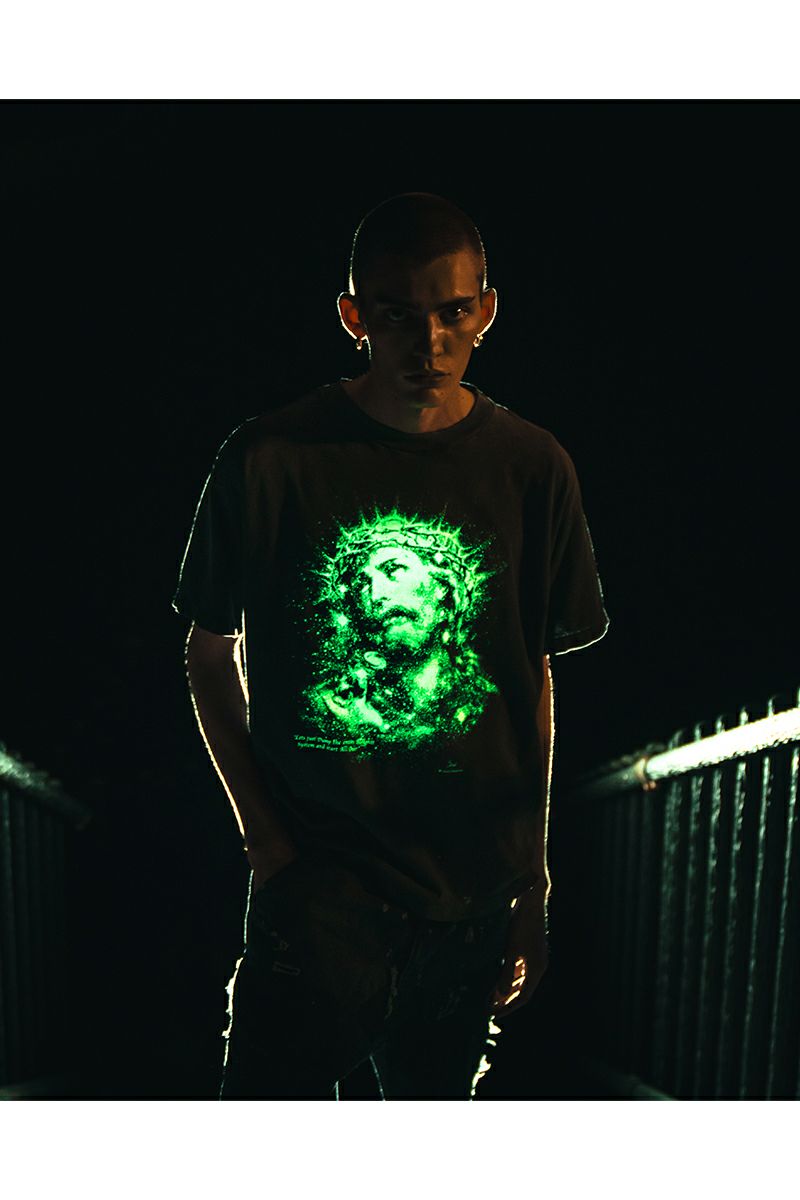 SAINT Mxxxxxx(セントマイケル) SM-HR8-0000-016 / SS TEE / JESUS / BLACK ジーザス半袖Tシャツ