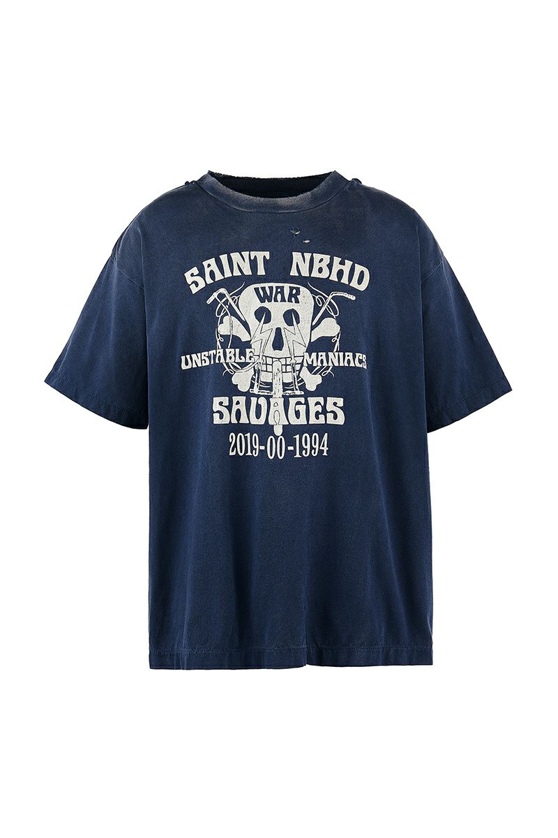 SAINT Mxxxxxx(セントマイケル)；SM-HR8-0000-C71 / NH_SS TEE / STHD.SAINTNBHD / NVY NEIGHBORHOOD ネイバーフッド半袖Tシャツ ネイビー