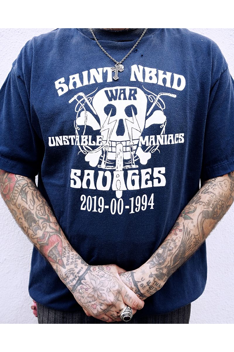 SAINT Mxxxxxx(セントマイケル)；SM-HR8-0000-C71 / NH_SS TEE / STHD.SAINTNBHD / NVY NEIGHBORHOOD ネイバーフッド半袖Tシャツ ネイビー；06