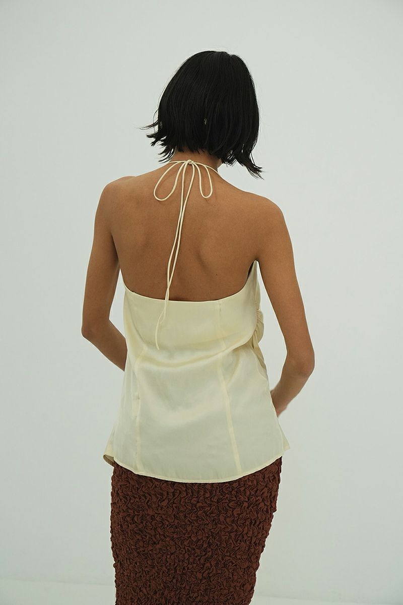 CLANE(クラネ) DRAPE SATIN CAMISOLE TOPS ドレープサテンキャミソールトップス 18122-4282