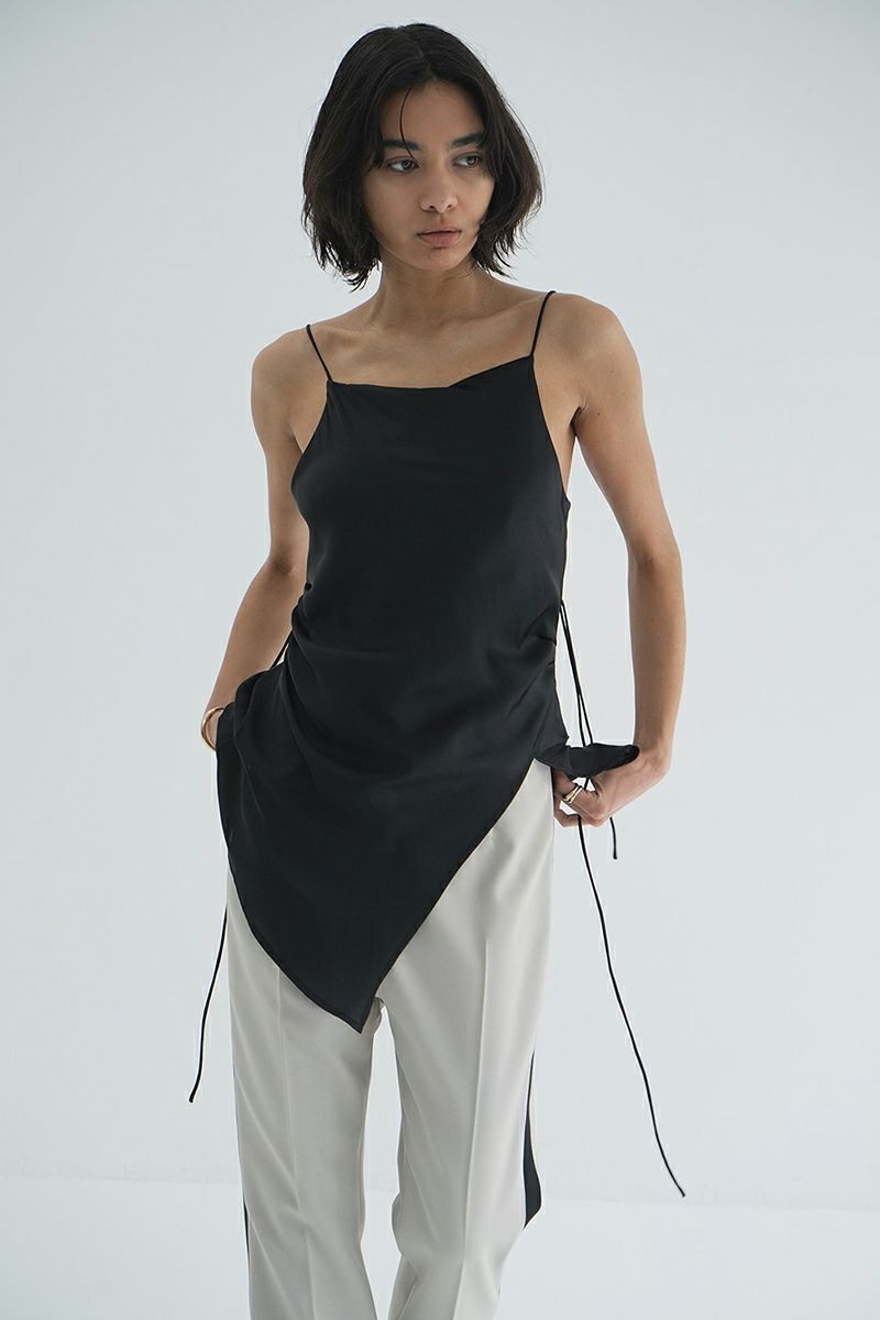 CLANE(クラネ) DRAPE SATIN CAMISOLE TOPS ドレープサテンキャミソールトップス 18122-4282