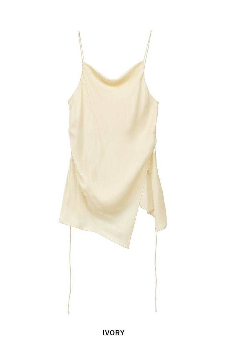 CLANE(クラネ) DRAPE SATIN CAMISOLE TOPS ドレープサテンキャミソールトップス 18122-4282