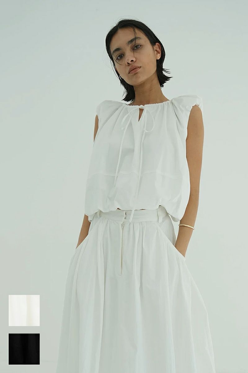 CLANE(クラネ) W FACE SLEEVELESS RIBBON TOPS ダブルフェイススリーブレスリボントップス 18122-4232