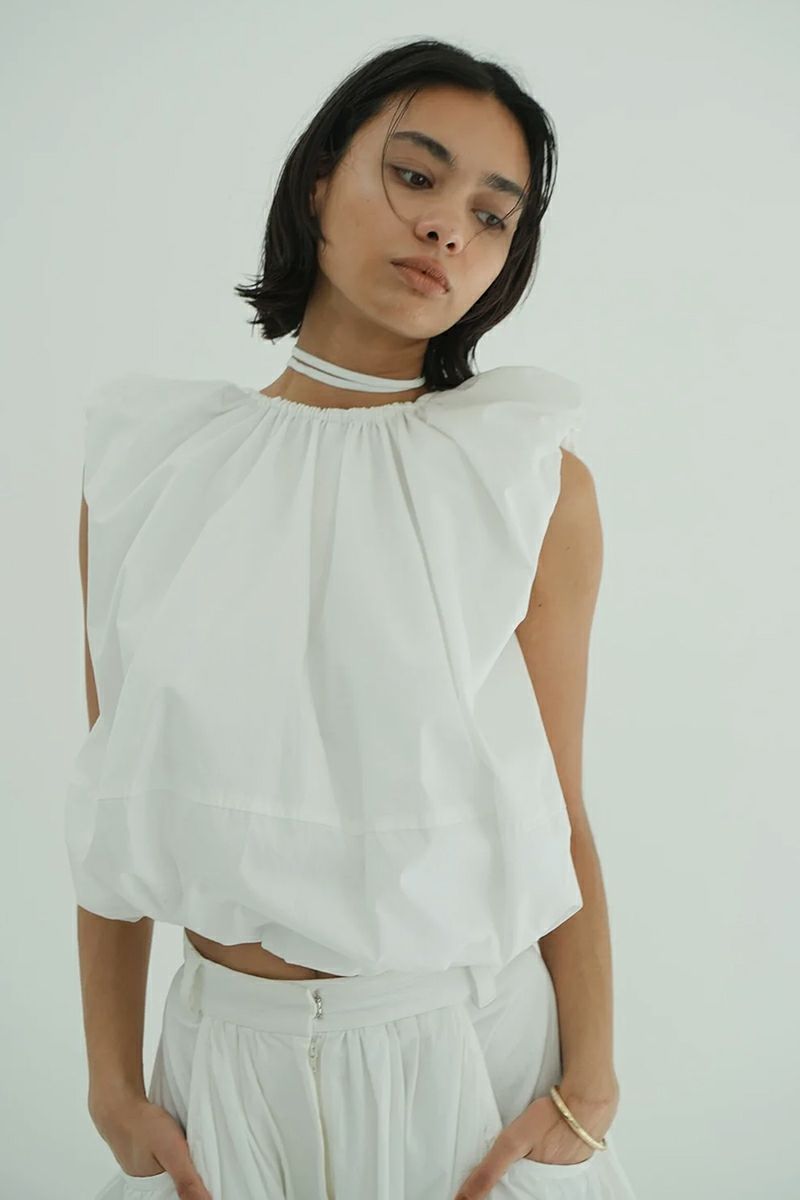 CLANE(クラネ) W FACE SLEEVELESS RIBBON TOPS ダブルフェイススリーブレスリボントップス 18122-4232