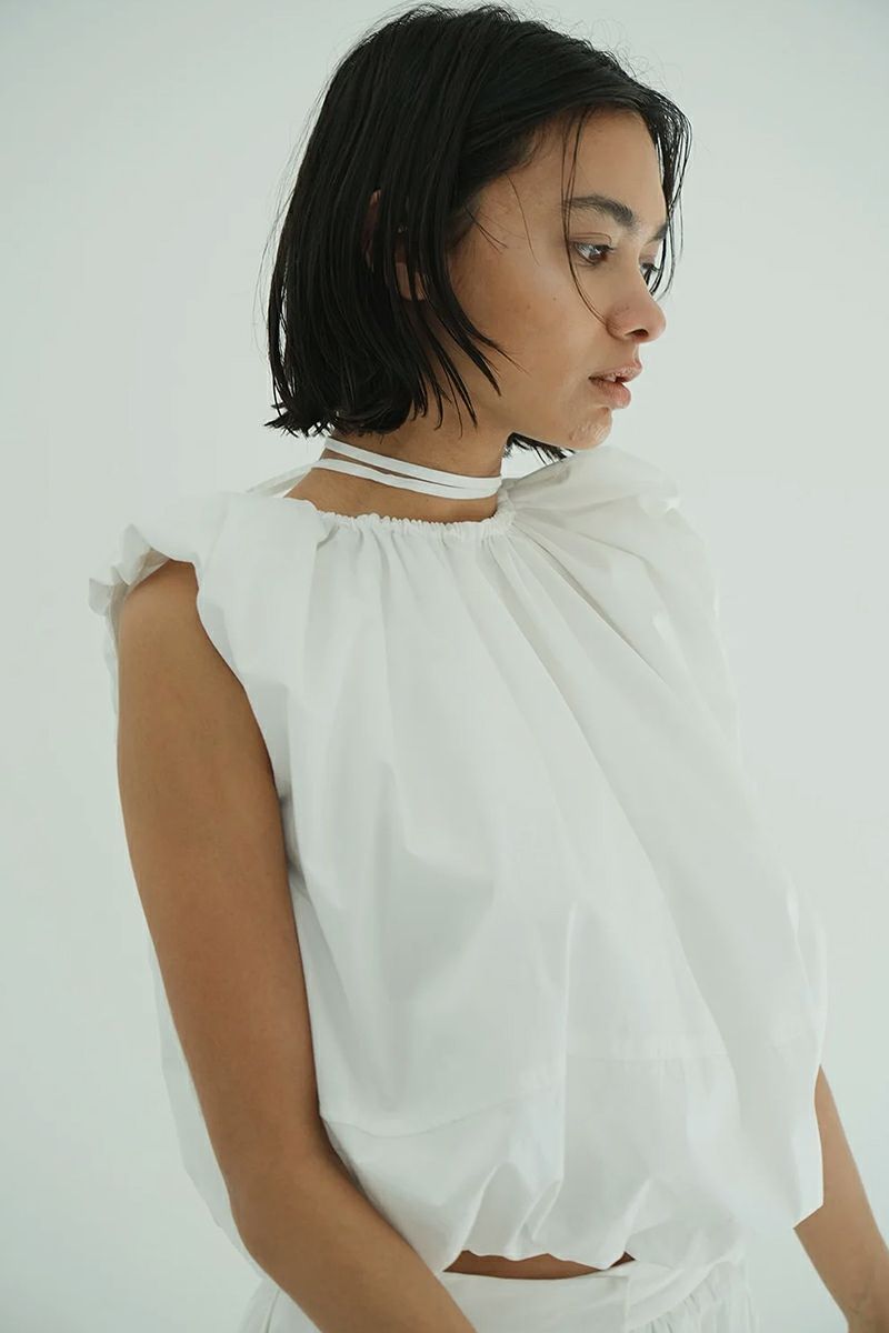 CLANE(クラネ) W FACE SLEEVELESS RIBBON TOPS ダブルフェイススリーブレスリボントップス 18122-4232