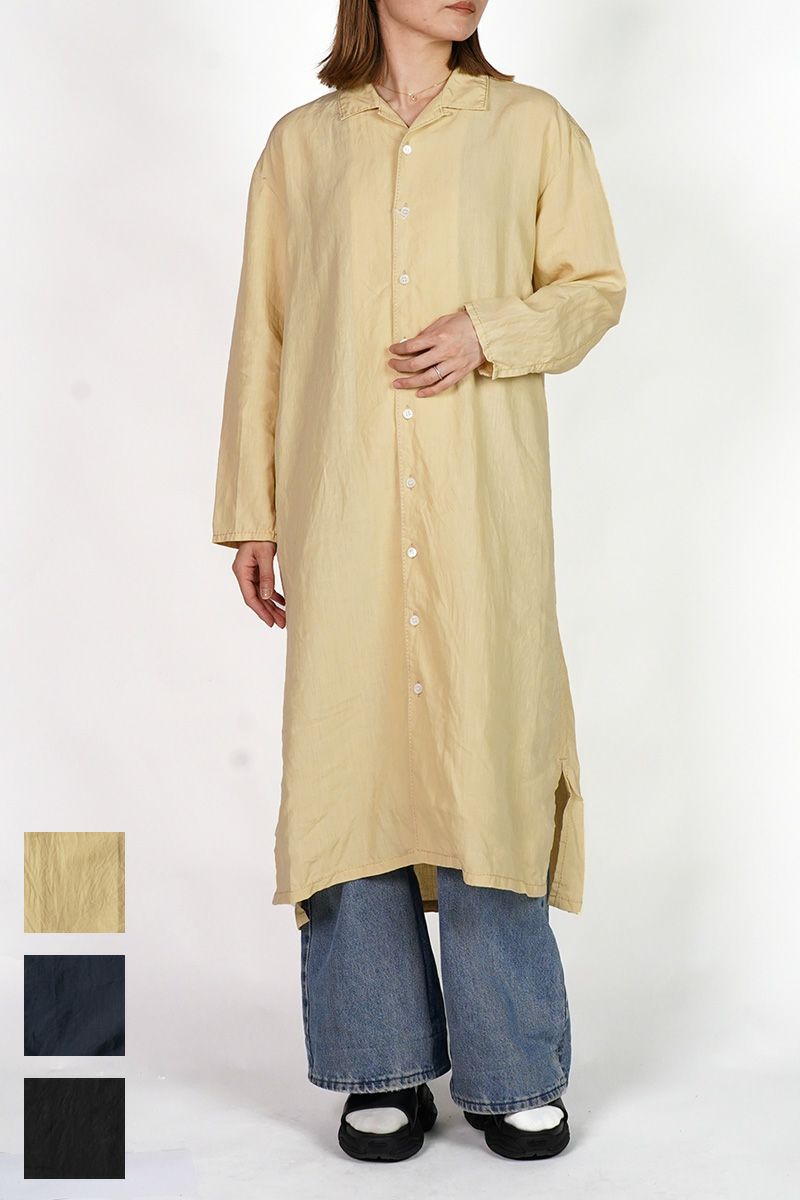 homspun(ホームスパン) リネンバイオ長袖シャツワンピース 1641