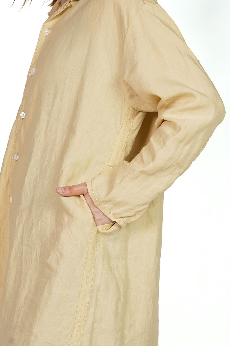 homspun(ホームスパン) リネンバイオ長袖シャツワンピース 1641