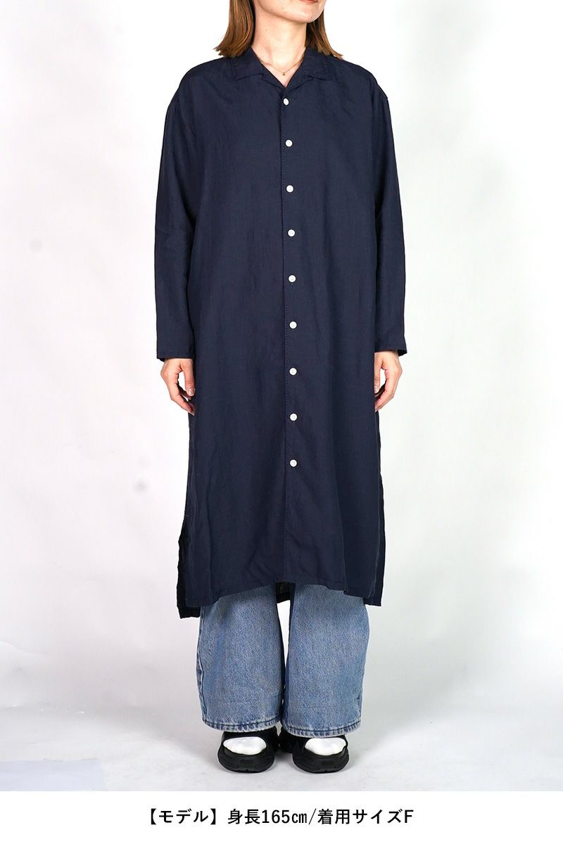 homspun(ホームスパン) リネンバイオ長袖シャツワンピース 1641