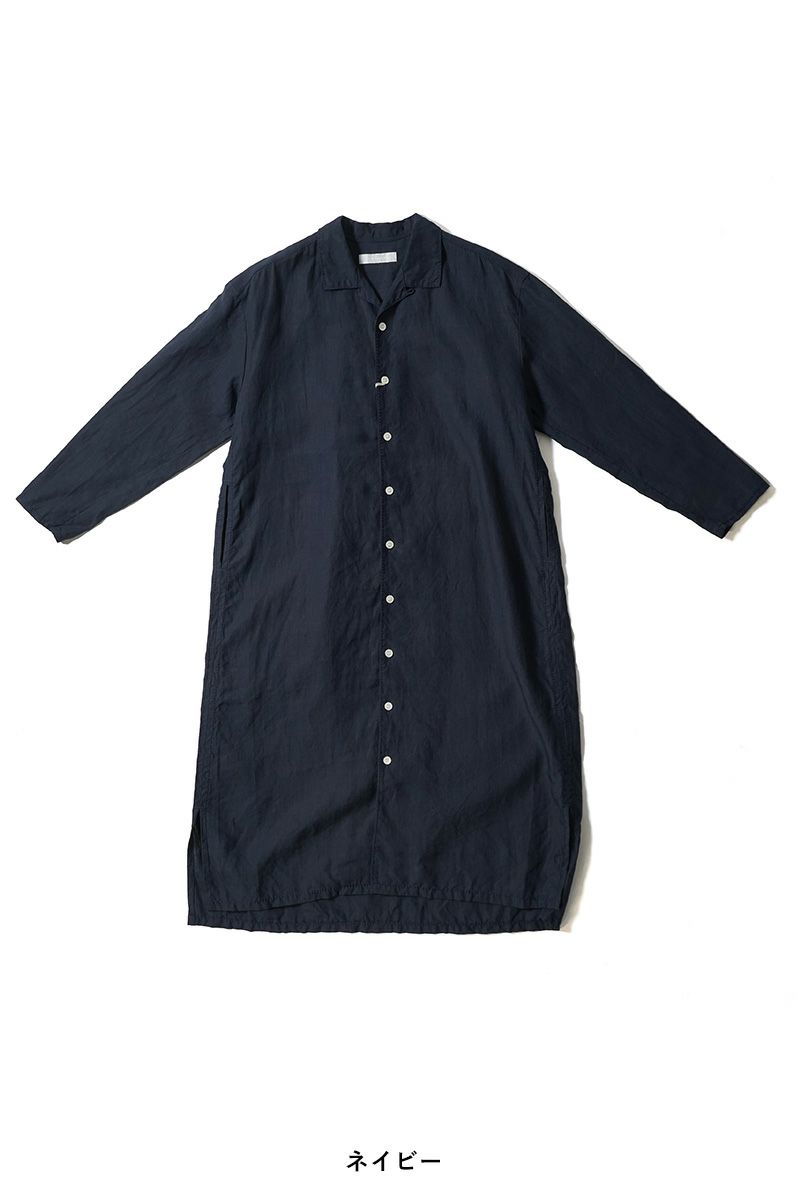 homspun(ホームスパン) リネンバイオ長袖シャツワンピース 1641