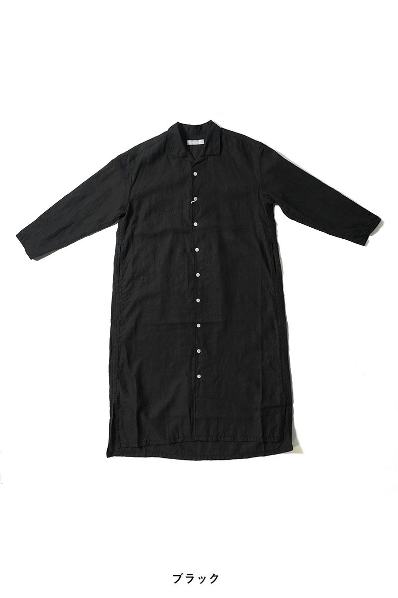 homspun(ホームスパン) リネンバイオ長袖シャツワンピース 1641