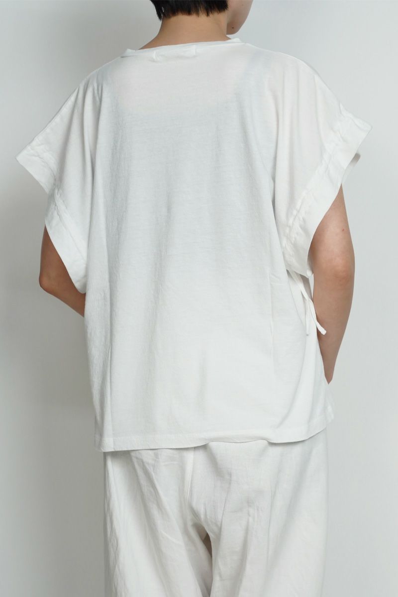 homspun(ホームスパン) 40/1フライスＶネックギャザーS/L 2WAYカットソー Tシャツ 6929