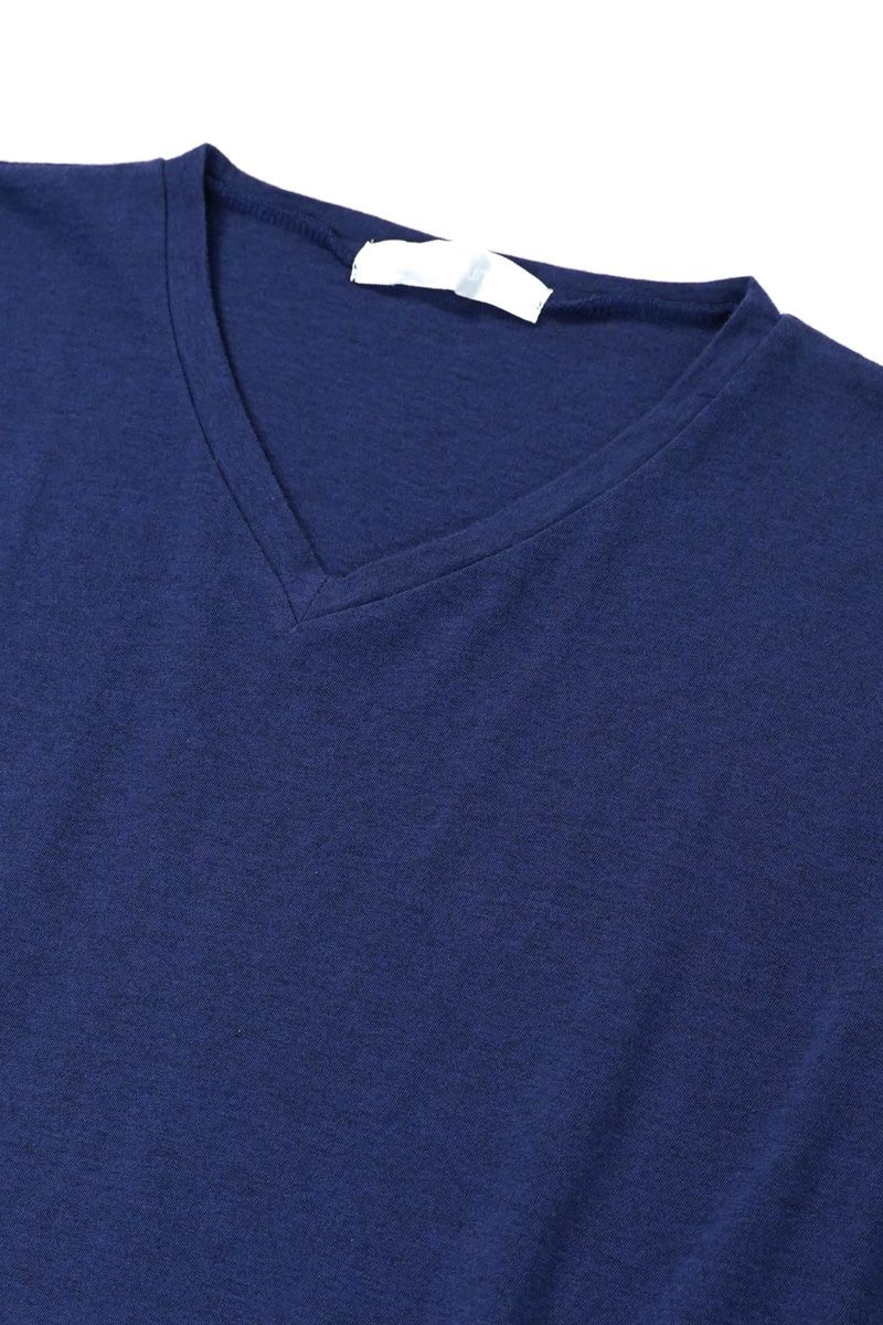 homspun(ホームスパン) 40/1フライスＶネックギャザーS/L 2WAYカットソー Tシャツ 6929