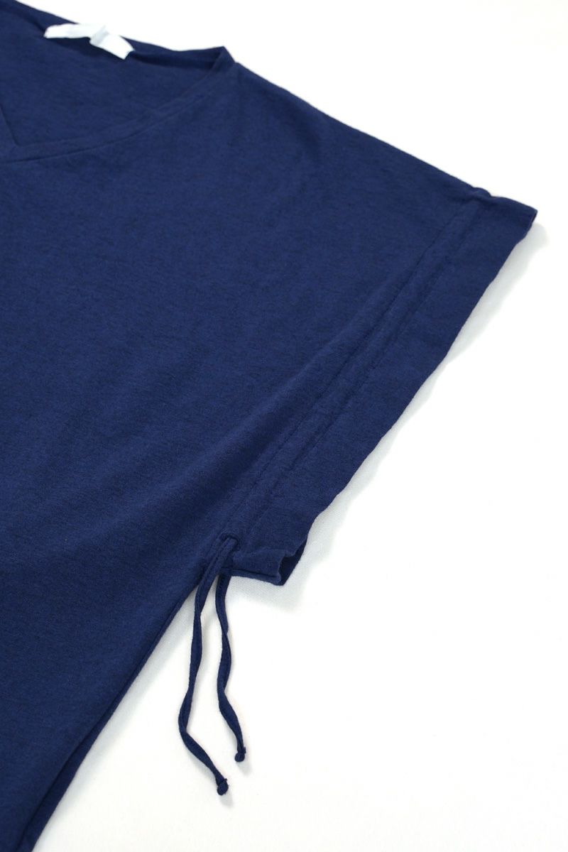 homspun(ホームスパン) 40/1フライスＶネックギャザーS/L 2WAYカットソー Tシャツ 6929