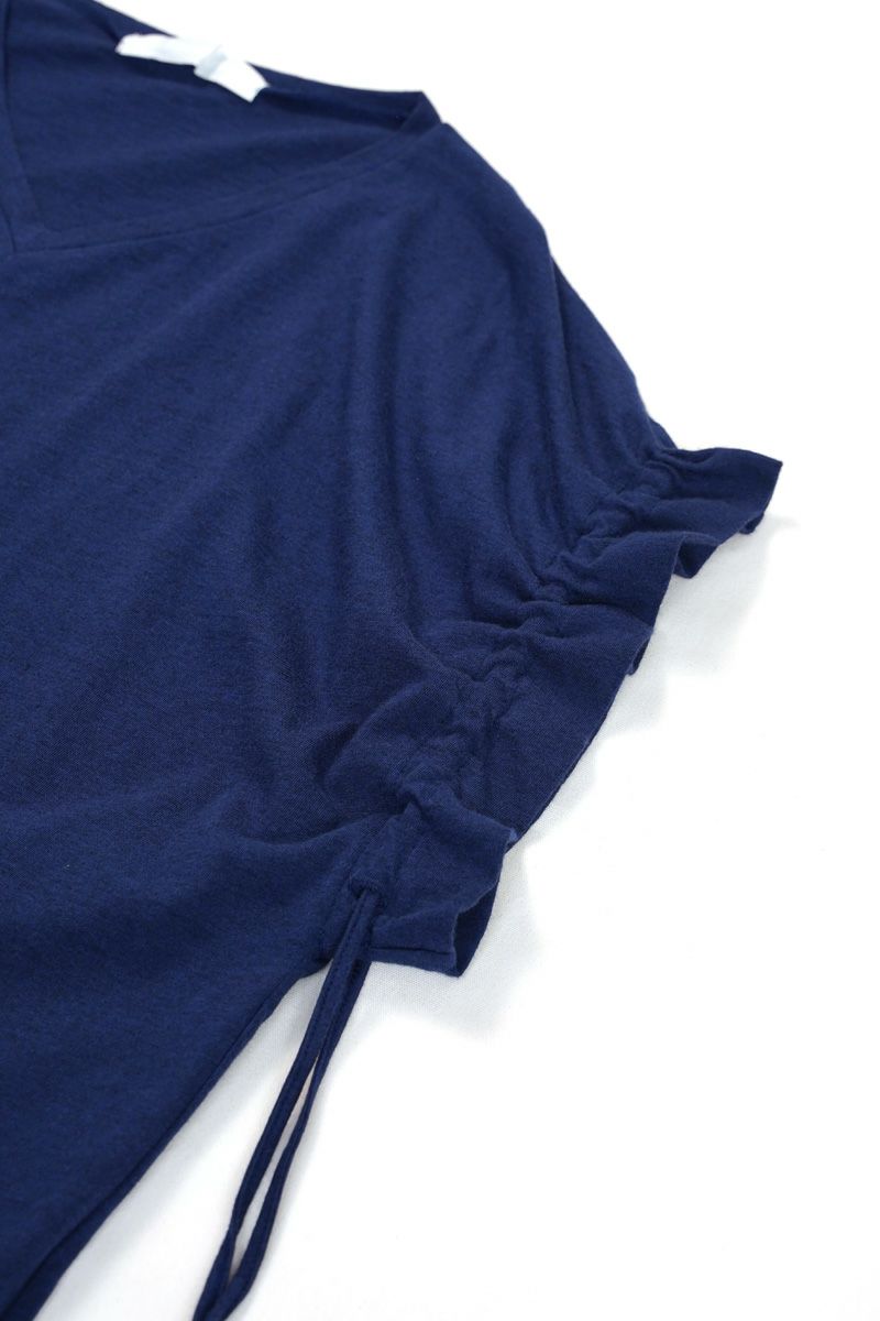 homspun(ホームスパン) 40/1フライスＶネックギャザーS/L 2WAYカットソー Tシャツ 6929