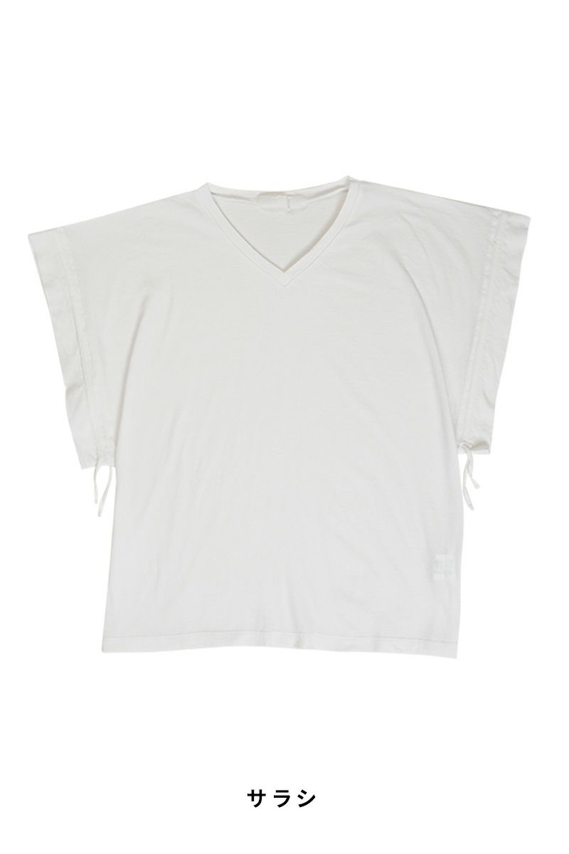 homspun(ホームスパン) 40/1フライスＶネックギャザーS/L 2WAYカットソー Tシャツ 6929