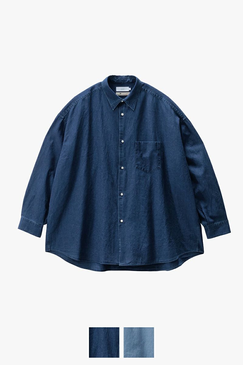 Graphpaper(グラフペーパー) SIDOGRAS Indigo Poplin L/S Oversized Regular Collar Shirt シドグラスインディゴポプリン長袖オーバーサイズレギュラーカラーシャツ GM252-50045