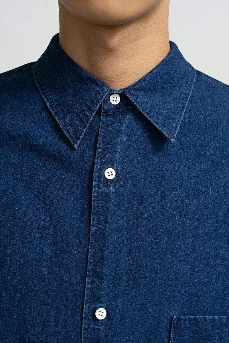 Graphpaper(グラフペーパー) SIDOGRAS Indigo Poplin L/S Oversized Regular Collar Shirt シドグラスインディゴポプリン長袖オーバーサイズレギュラーカラーシャツ GM252-50045