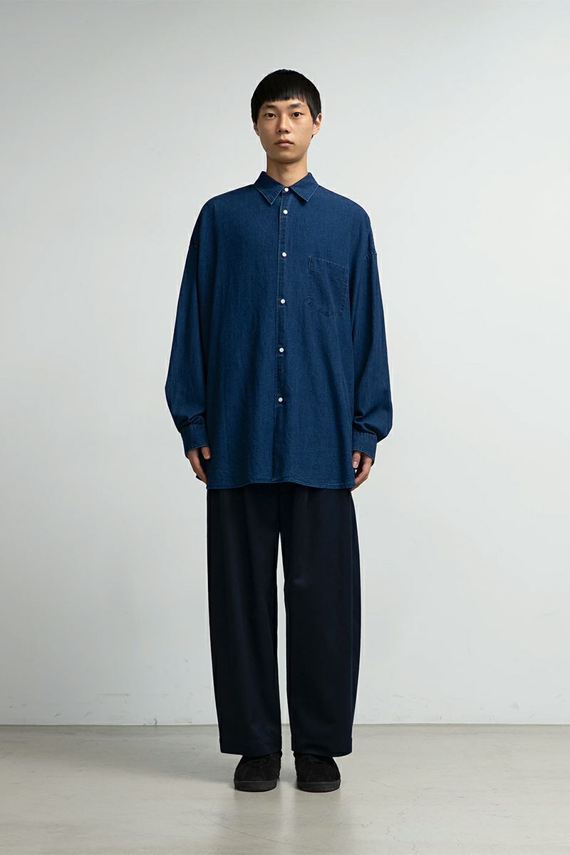 Graphpaper(グラフペーパー) SIDOGRAS Indigo Poplin L/S Oversized Regular Collar Shirt シドグラスインディゴポプリン長袖オーバーサイズレギュラーカラーシャツ GM252-50045