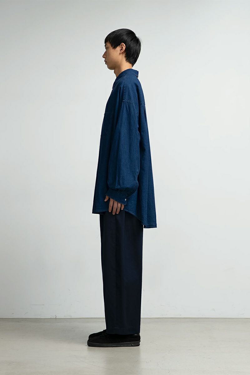 Graphpaper(グラフペーパー) SIDOGRAS Indigo Poplin L/S Oversized Regular Collar Shirt シドグラスインディゴポプリン長袖オーバーサイズレギュラーカラーシャツ GM252-50045