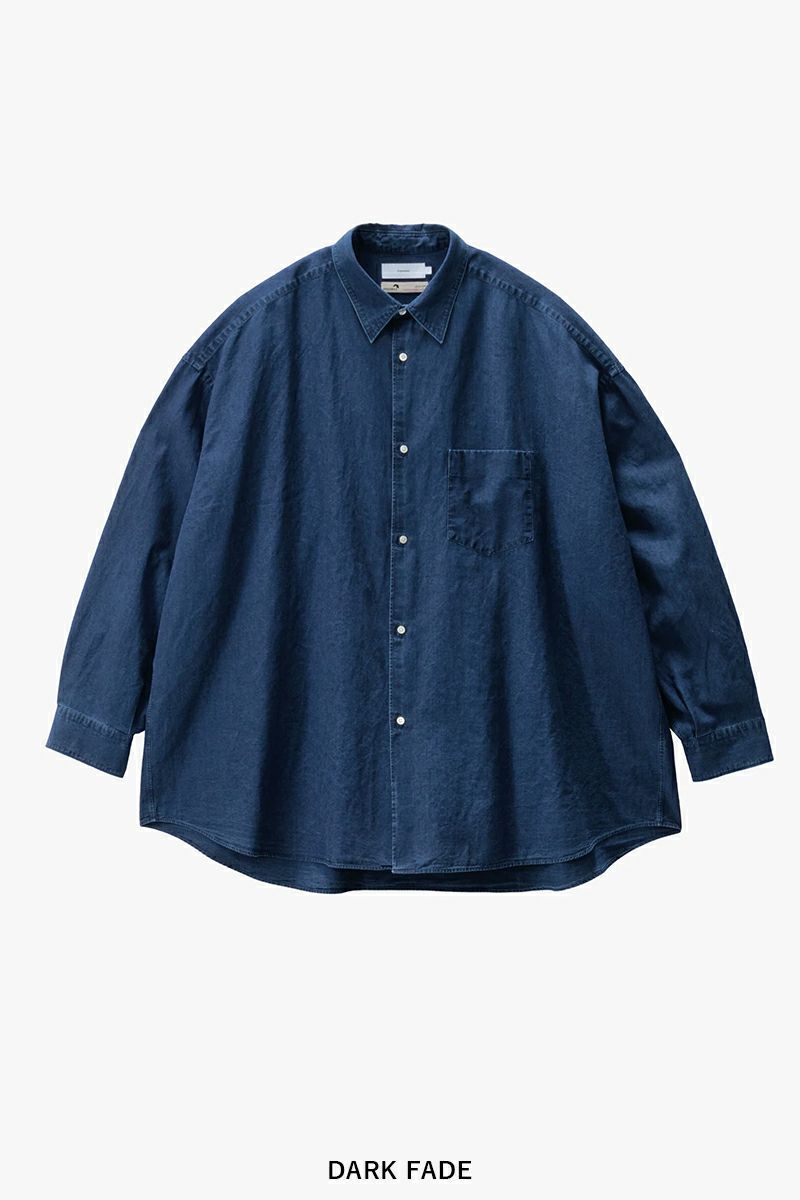 Graphpaper デニム長袖シャツ 青 Graphpaper Denim Regular Collar Shirt & Denim Baggy Pants