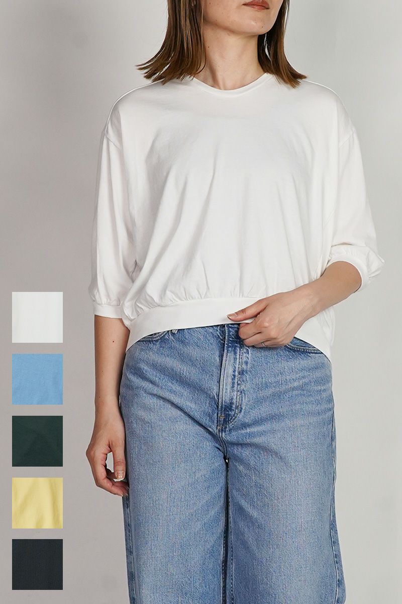 30/1天竺　六分袖Vネックプルオーバー　コットンカットソー　6545 