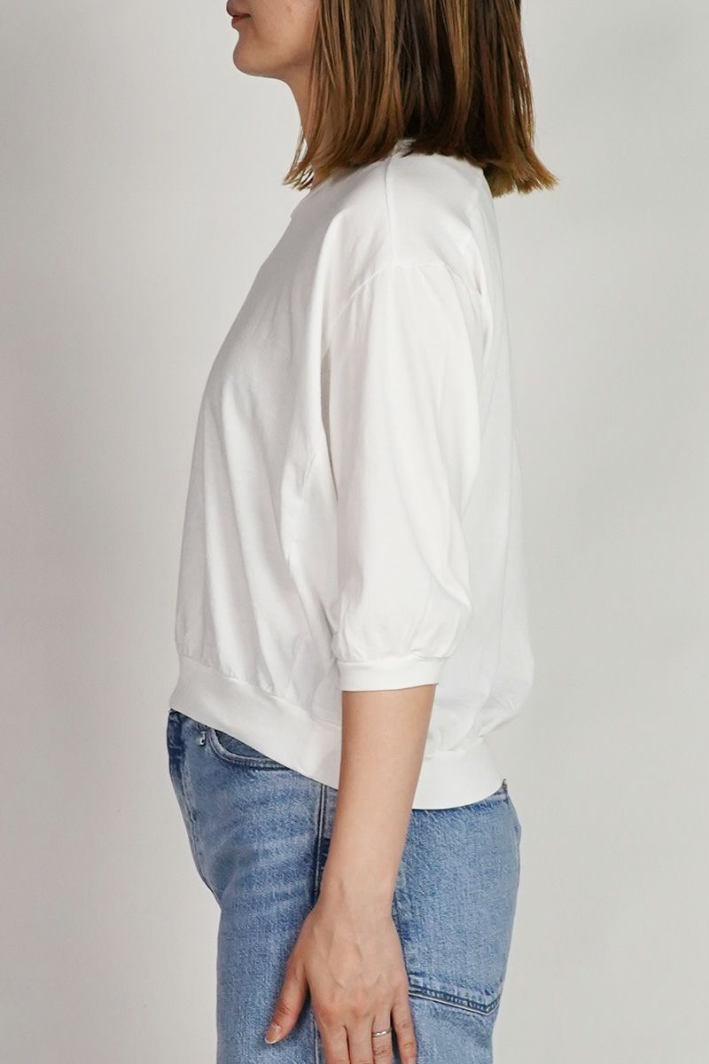 30/1天竺　六分袖Vネックプルオーバー　コットンカットソー　6545 