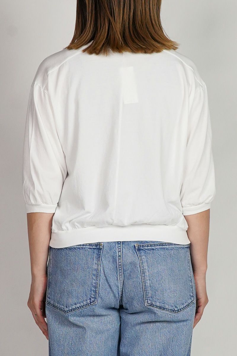 30/1天竺　六分袖Vネックプルオーバー　コットンカットソー　6545 