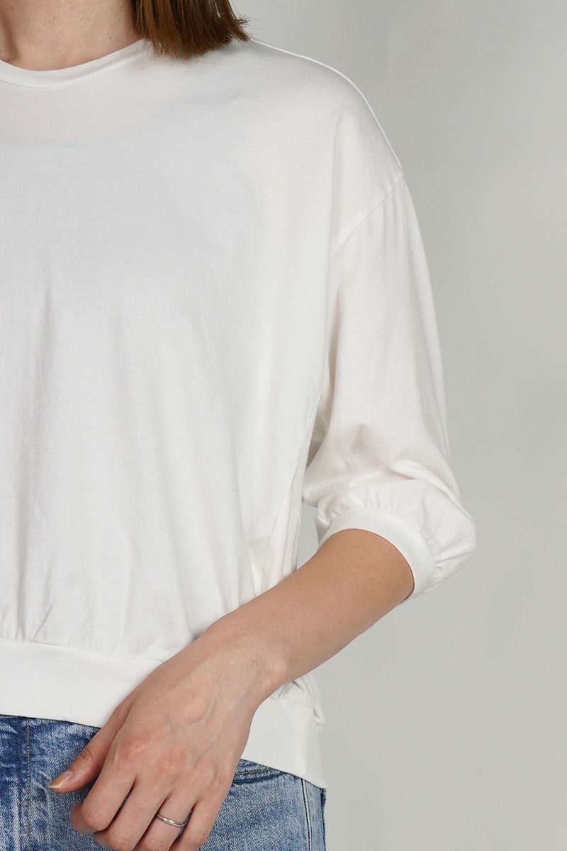 30/1天竺　六分袖Vネックプルオーバー　コットンカットソー　6545 