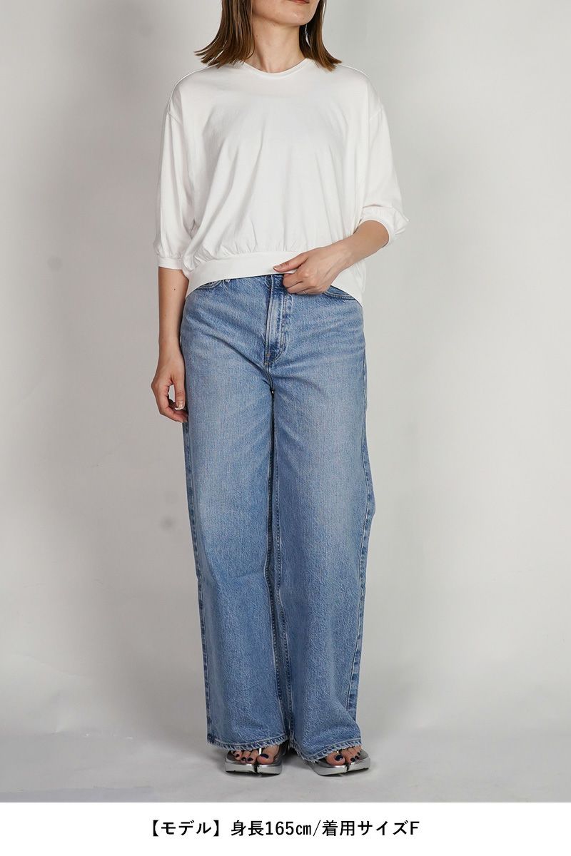 30/1天竺　六分袖Vネックプルオーバー　コットンカットソー　6545 