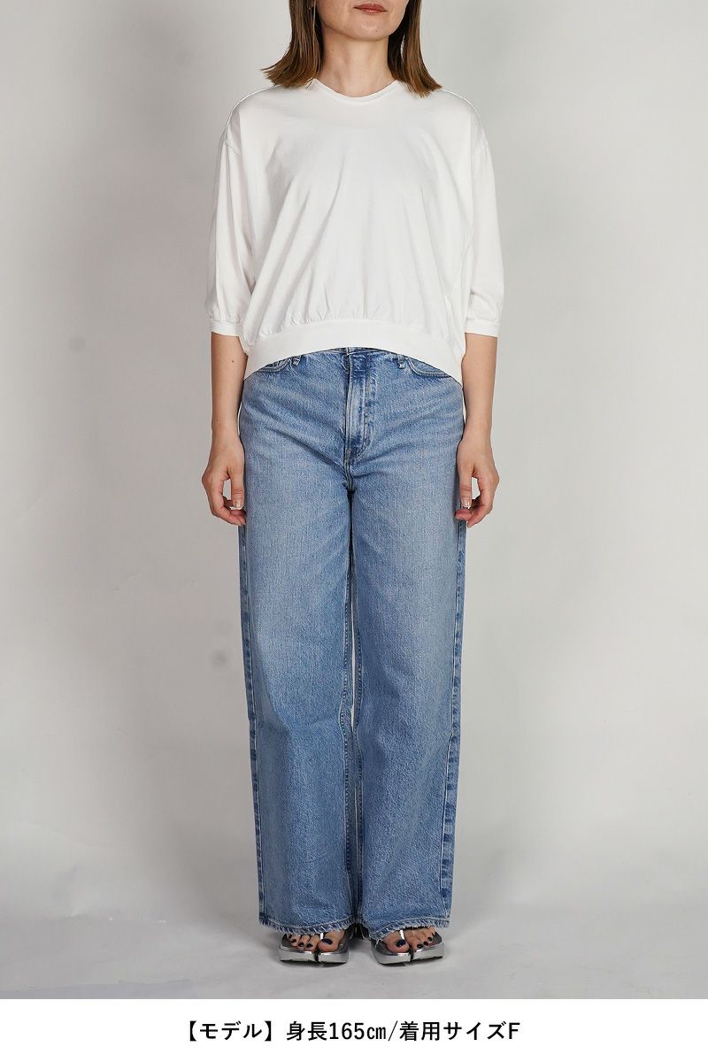 30/1天竺　六分袖Vネックプルオーバー　コットンカットソー　6545 