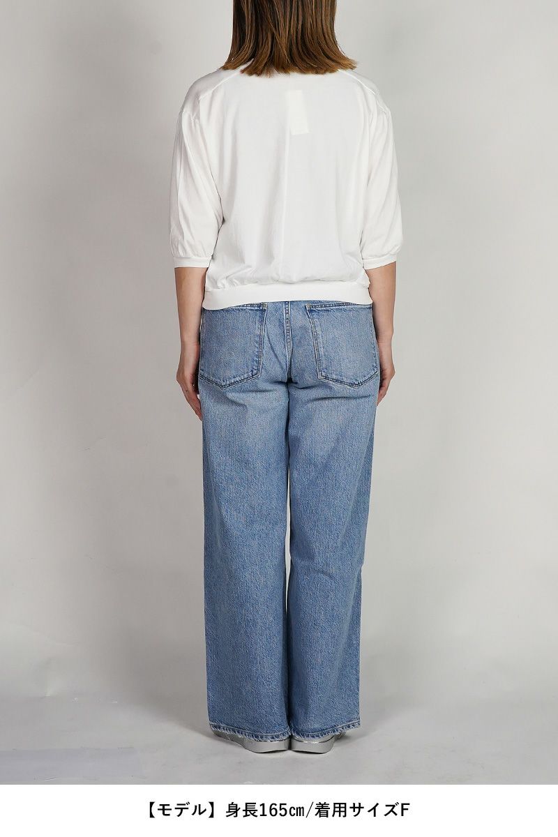 30/1天竺　六分袖Vネックプルオーバー　コットンカットソー　6545 