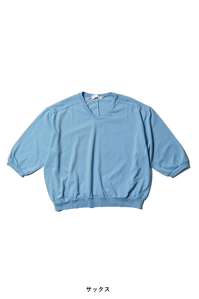 30/1天竺　六分袖Vネックプルオーバー　コットンカットソー　6545 