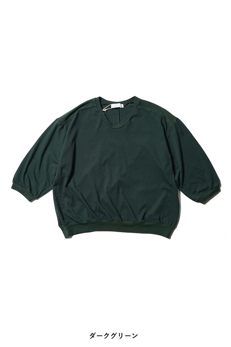 30/1天竺　六分袖Vネックプルオーバー　コットンカットソー　6545 