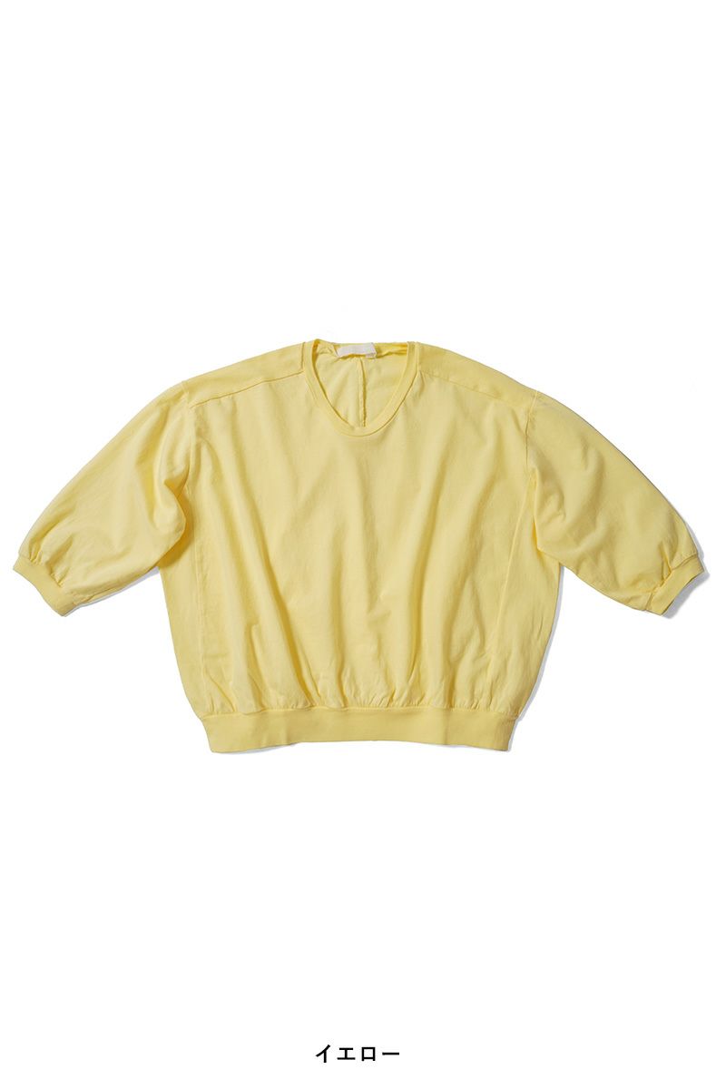 30/1天竺　六分袖Vネックプルオーバー　コットンカットソー　6545 