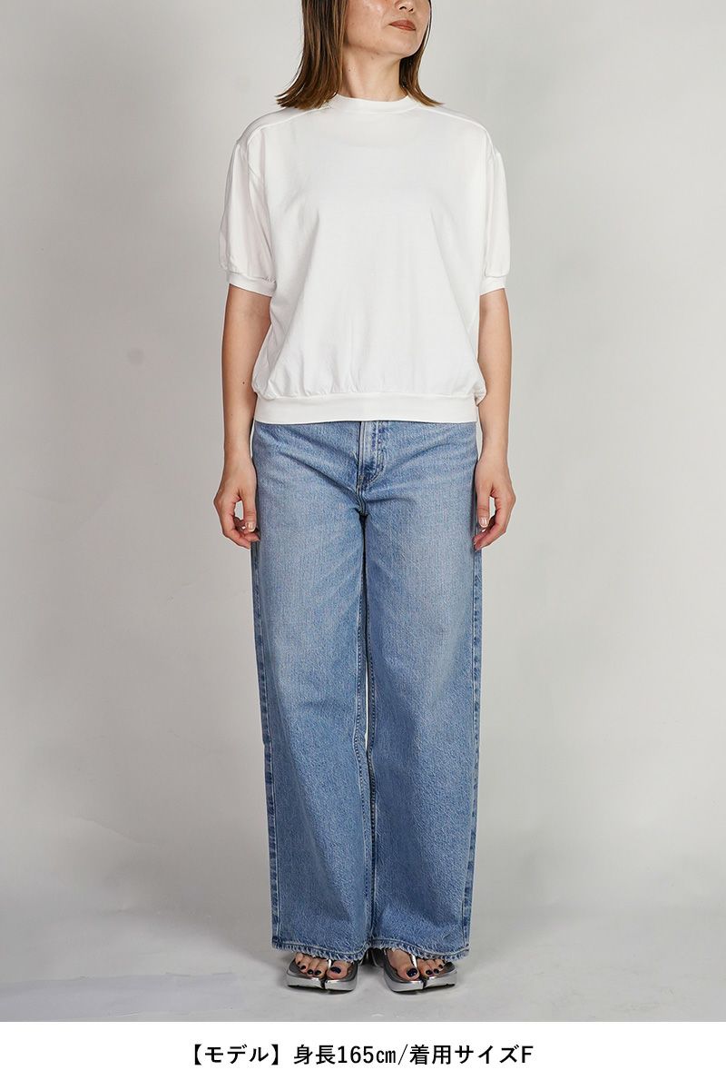  30/1天竺　クルーネックプルオーバー　パフスリーブコットンカットソー　6553 