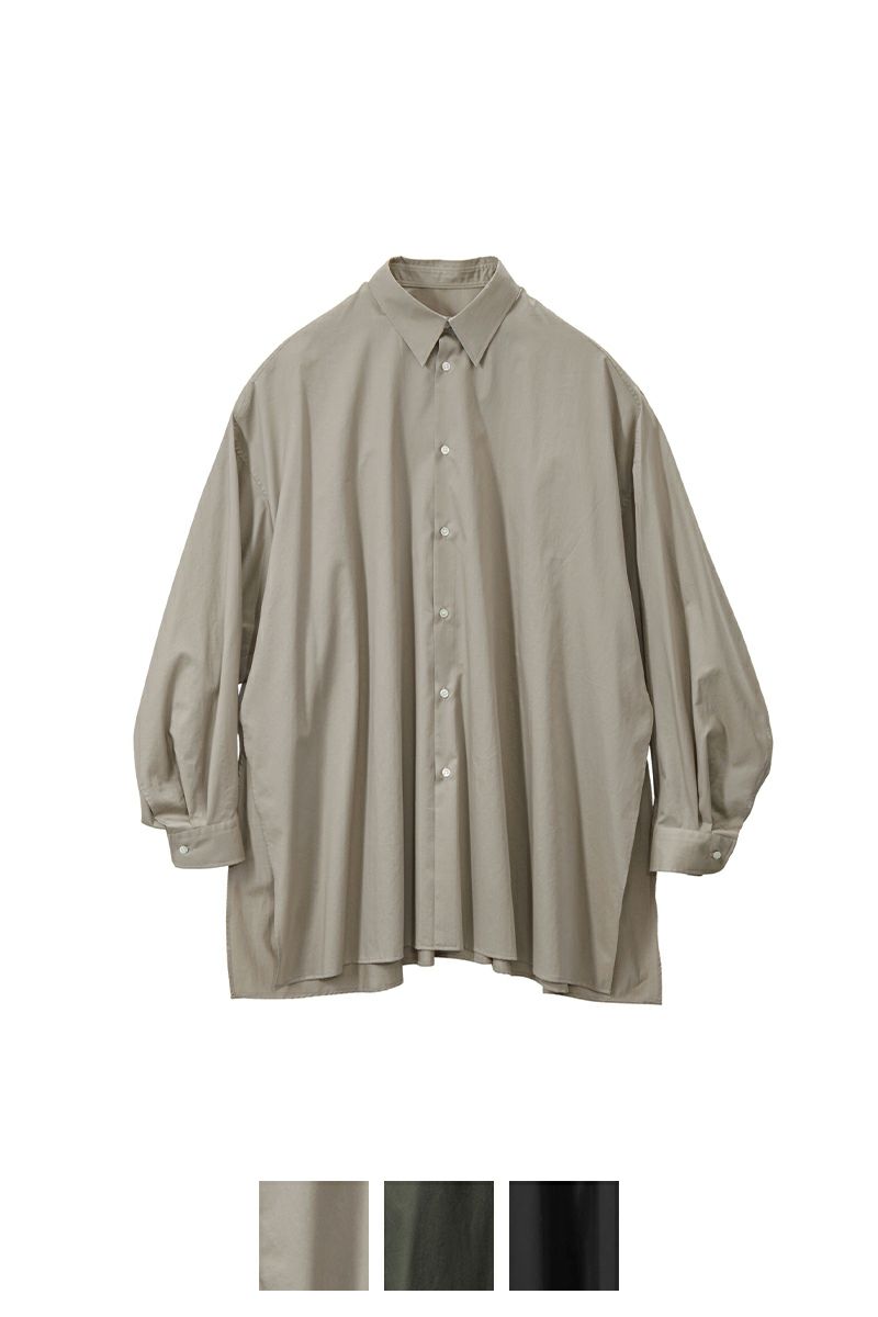 Graphpaper(グラフペーパー)  Silicon Poplin Deep Slit Regular Collar Shirt シリコンポプリンディープスリットレギュラーカラーシャツ GL253-50182