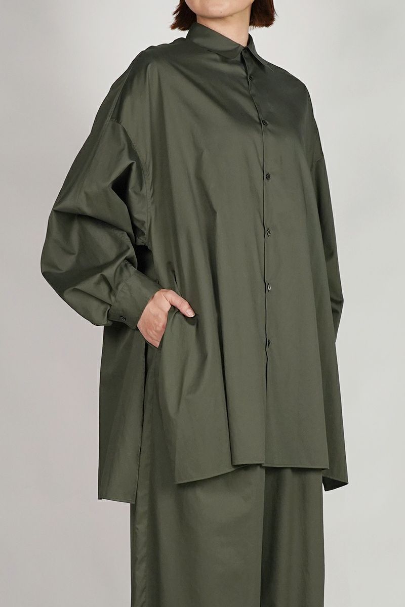 Graphpaper(グラフペーパー)  Silicon Poplin Deep Slit Regular Collar Shirt シリコンポプリンディープスリットレギュラーカラーシャツ GL253-50182