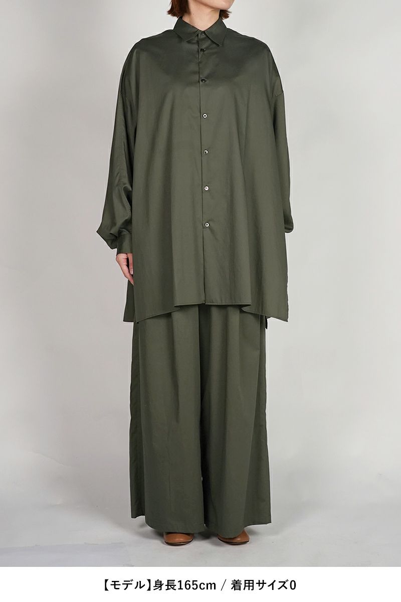 Graphpaper(グラフペーパー)  Silicon Poplin Deep Slit Regular Collar Shirt シリコンポプリンディープスリットレギュラーカラーシャツ GL253-50182