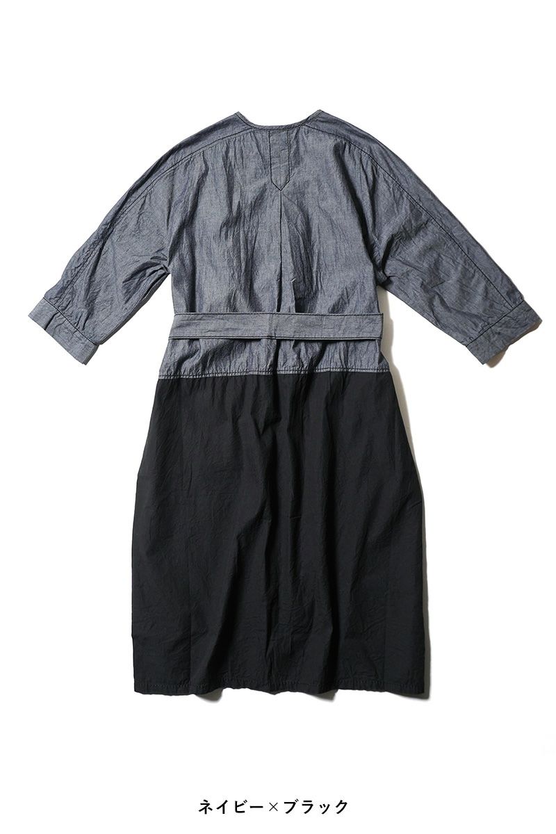 homspun(ホームスパン) ライトオンスシャンブレー　七分袖比翼ワンピース 252-1644