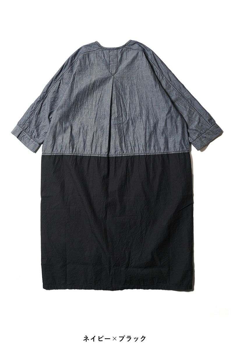 homspun(ホームスパン) ライトオンスシャンブレー　七分袖比翼ワンピース 252-1644